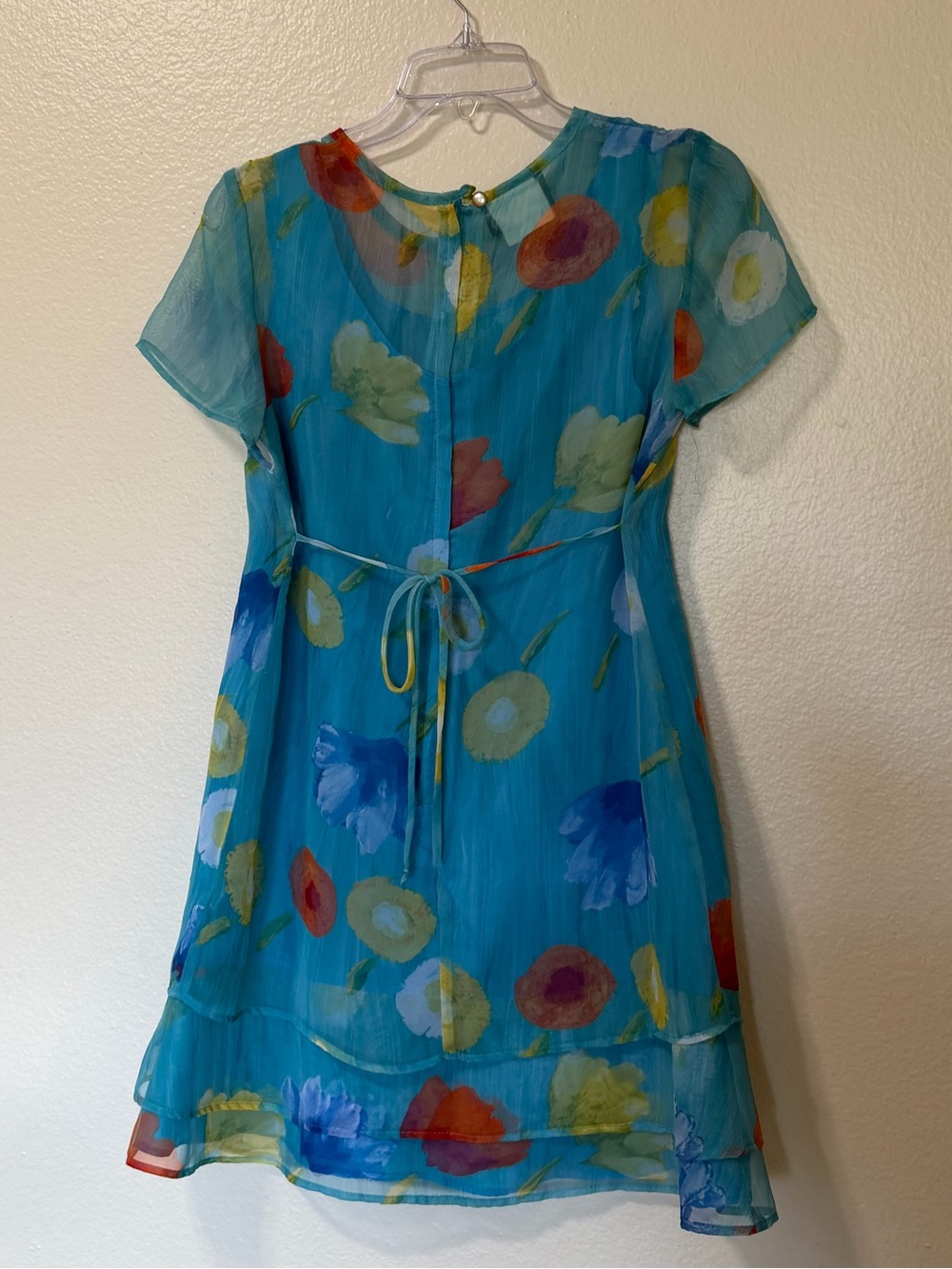 Vintage y2k Turquoise Floral Mini Dress - Picture 2 of 4